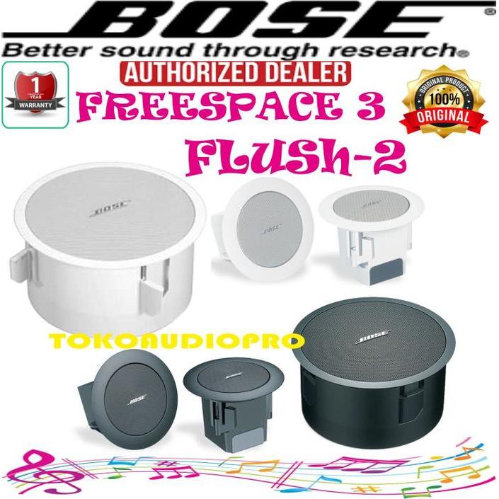 Bose Freespace 3 Paket 2 Satellite Flush + Bass Flush (Hitam / Putih) Speaker Ciling Co