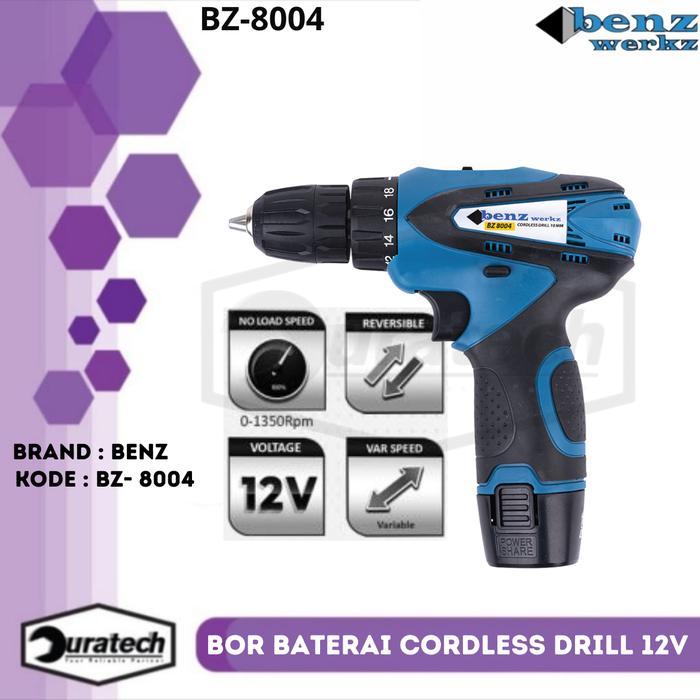 Bor Baterai Cordless Drill Bz-8004 / Bor Tangan Baterai 12V Benz Werkz