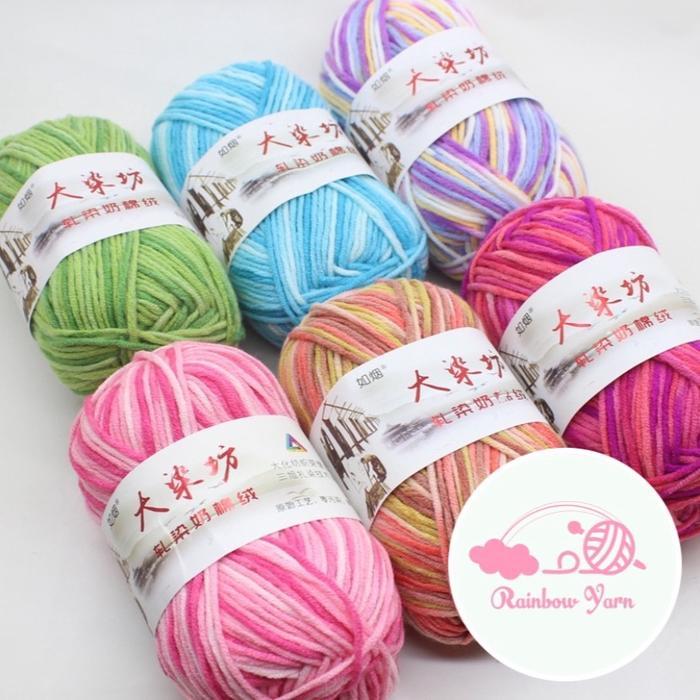 (1-47) BENANG RAJUT KATUN SEMBUR 5PLY/ MILK COTTON YARN MIX SEMBUR 5PLY/ BENANG WARNA-WARNI SEMBUR