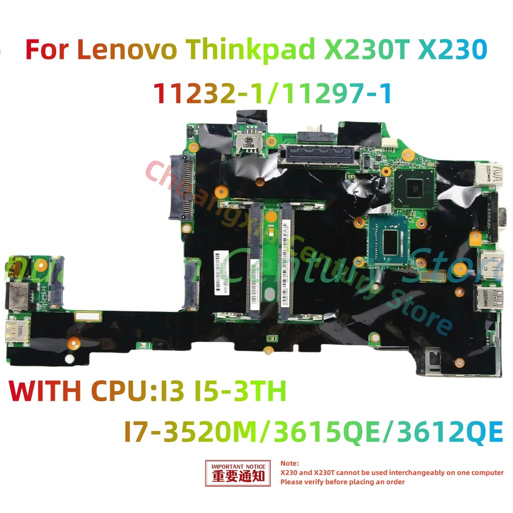 For Thinkpad X230T X230 Laptop Motherboard 11232-1/11297-1 With Cpu:I3 I5 I7-3Th/3612Qe/3615Qe 100%