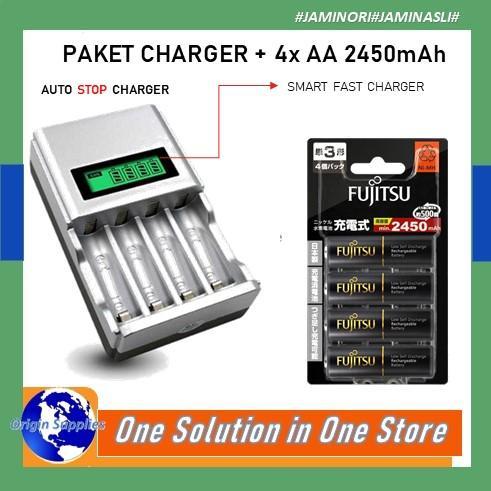 Baterai Fujitsu AA 2450mAh + Charger LCD AA / AAA
