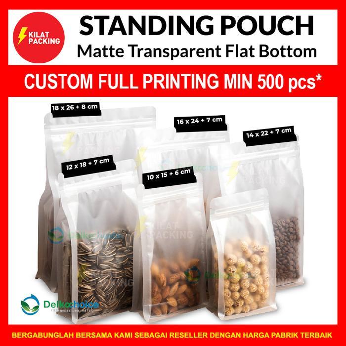 STANDING POUCH FLAT BOTTOM MATTE DOFF / KEMASAN SNACK PREMIUM SATUAN