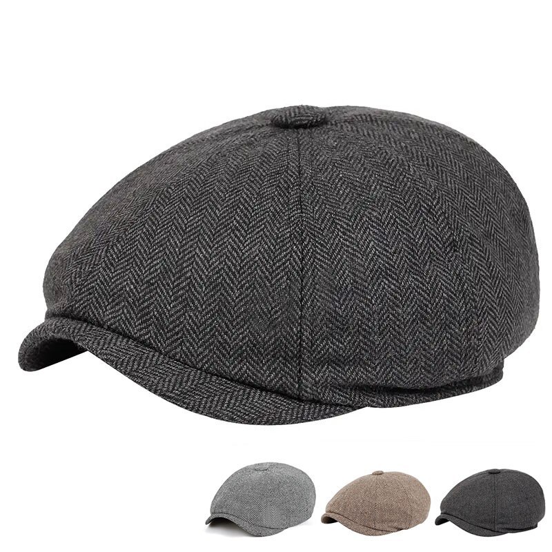 Newsboy Ca Men British Painters Hats Autumn Winter Berets Herringbone Flat Cap Hip Hop Berets