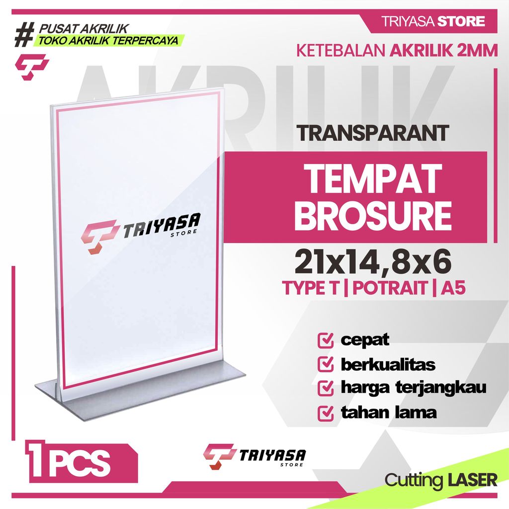 AKRILIK QRIS/ STAND QRIS / DISPLAY BROSUR A5 TYPE T