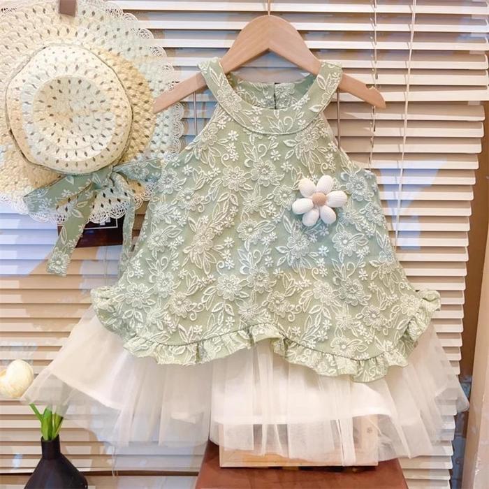 RYUTA dress pantai topi anak perempuan 1-10 tahun / dress brukat premium anak