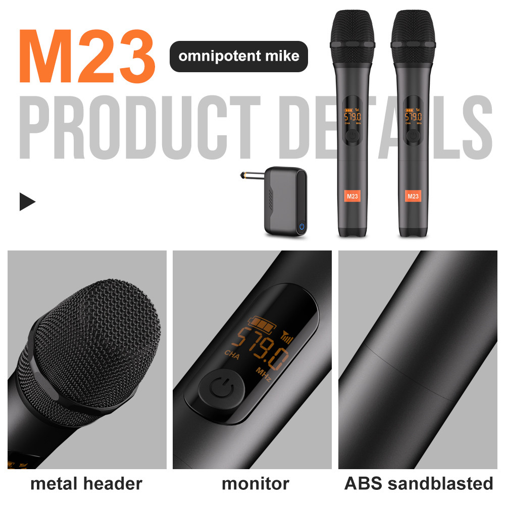 Wireless Microphone M23-4 UHF Recording Universal Karaoke Mic With Lithium Battery Receiver For