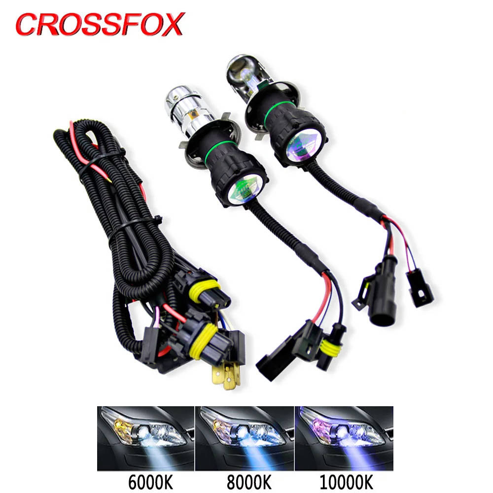 CROSSFOX 2Pcs 55W H4 9003 HB2 Bi Xenon HID Light Bulb 4300K 6000K 8000K 10000K 12000K 12V 24V Car