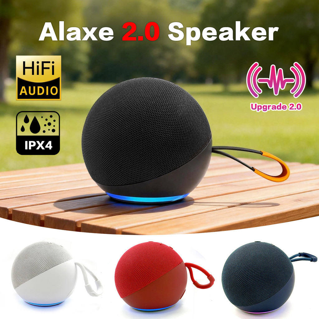 Alaxe Wireless Bluetooth Speaker with 360? Surround Sound IPX4 Waterproof Speaker RGB Lights