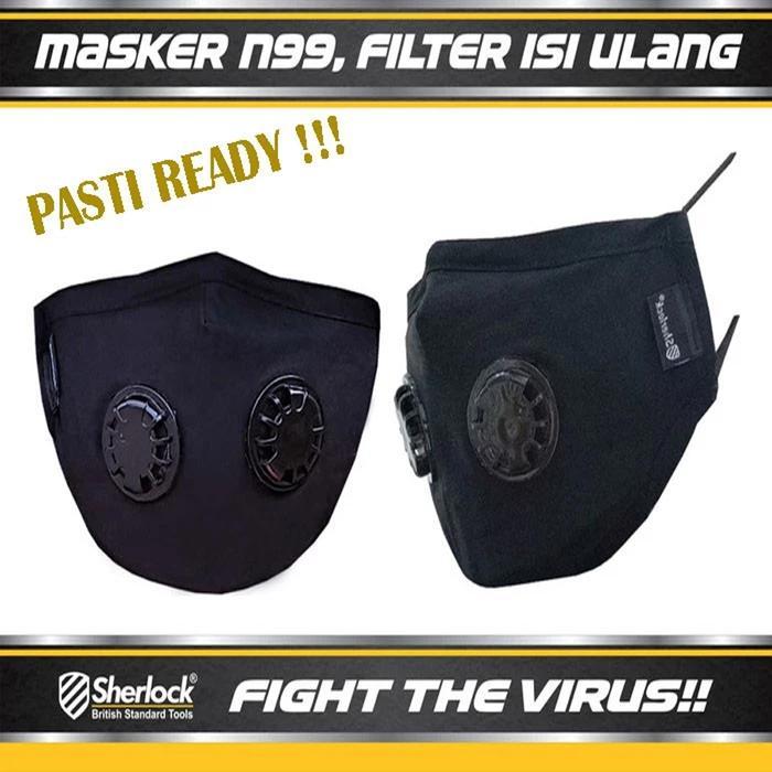 "New" Sherlock Masker Motor N99 Anti Virus Filter Carbon N99 Tingkat Filtrasi 99% Nyaman Dipakai