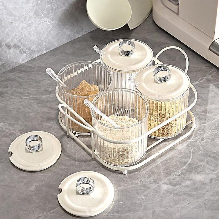 Tempat Bumbu Dapur Set isi 4 / Kotak Bumbu Dapur Mewah / Toples Bumbu Aesthetic Mewah
