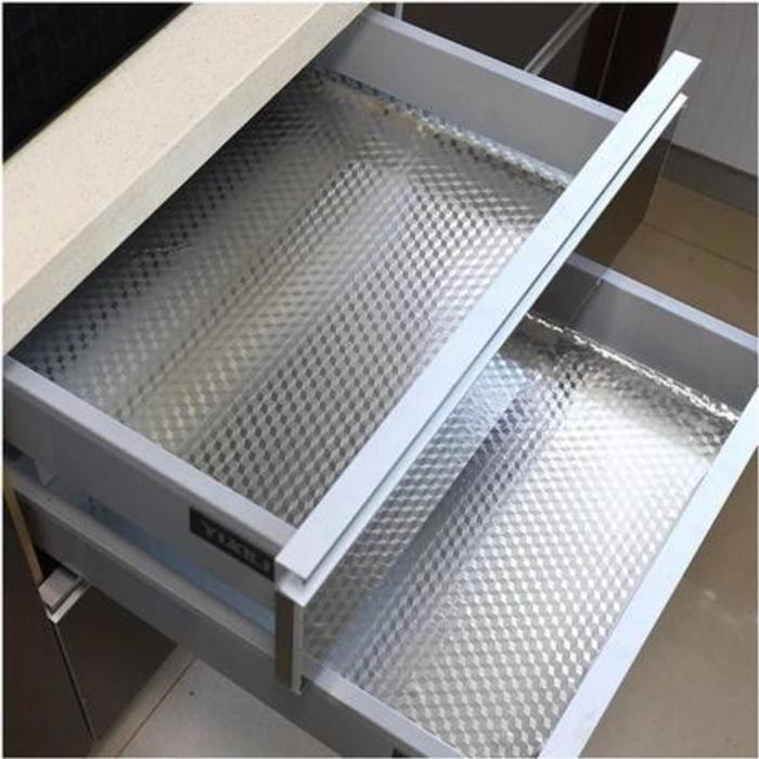 TERMURAH Vixplorn Stiker Aluminium Foil Untuk Lemari Dapur/Wpaper Sticker Dinding Tembok Dapur