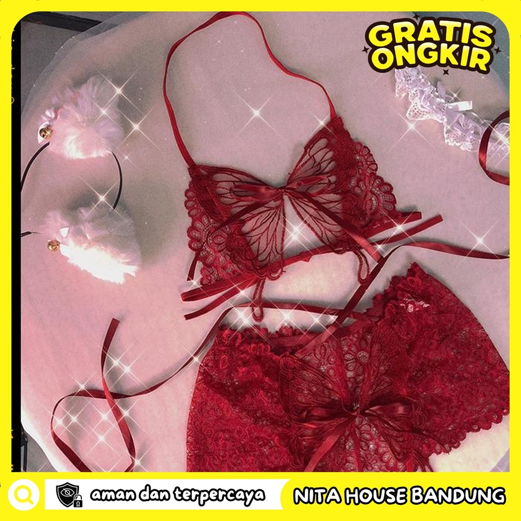 LINGERIE WANITA OPEN CROTCH BIKINI TALI TRANSPARAN BRA PRIVASI AMAN