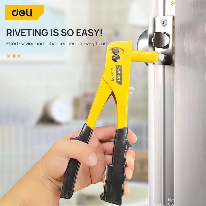 DELI HEAVY RIVET GUN HAND TOOLS NUT GUN LABOR-SAVING RIVET GUN NAILING MACHINE ALUMINUM ALLOY RIVET