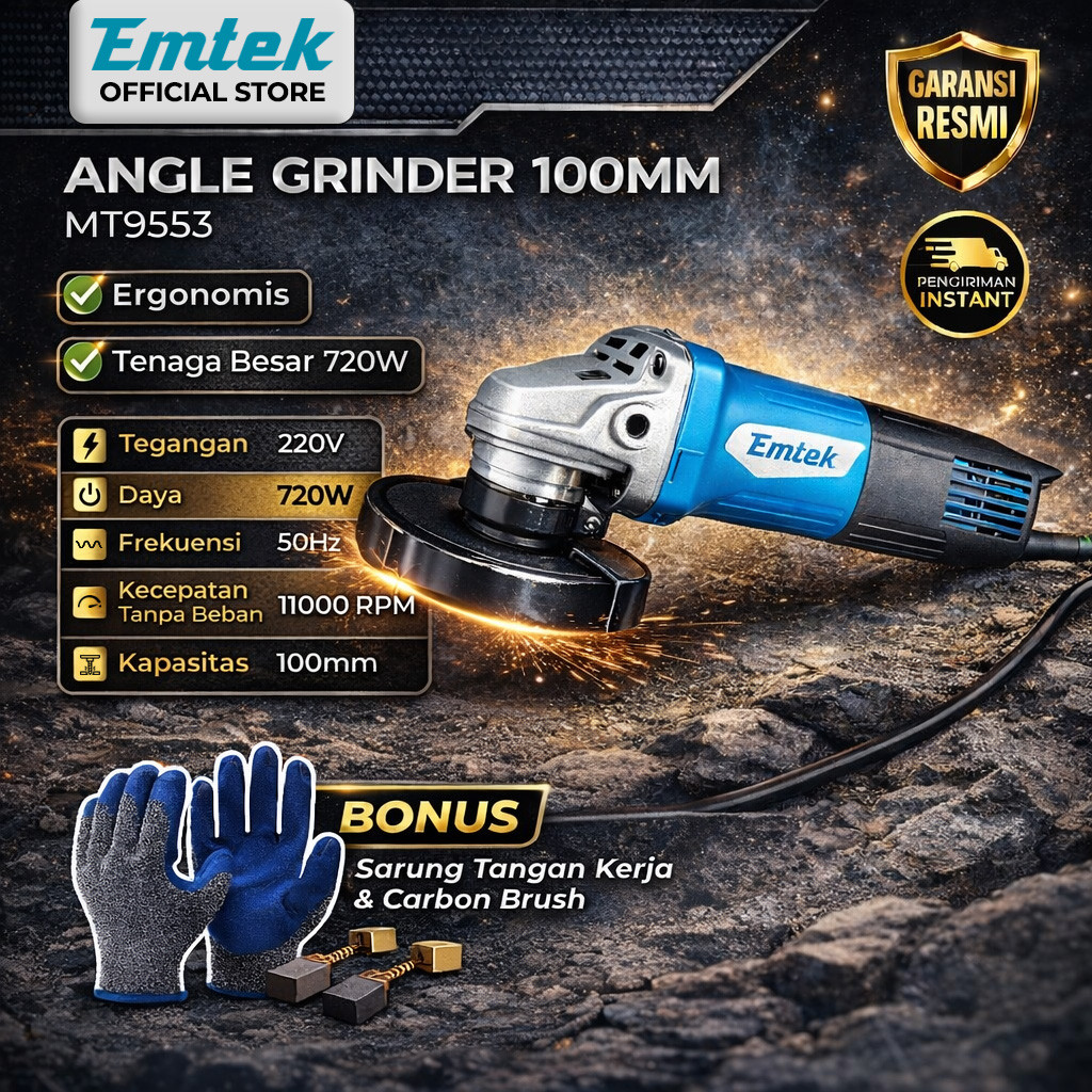 EMTEK Paket Gerinda 4 Inch + Batu Potong