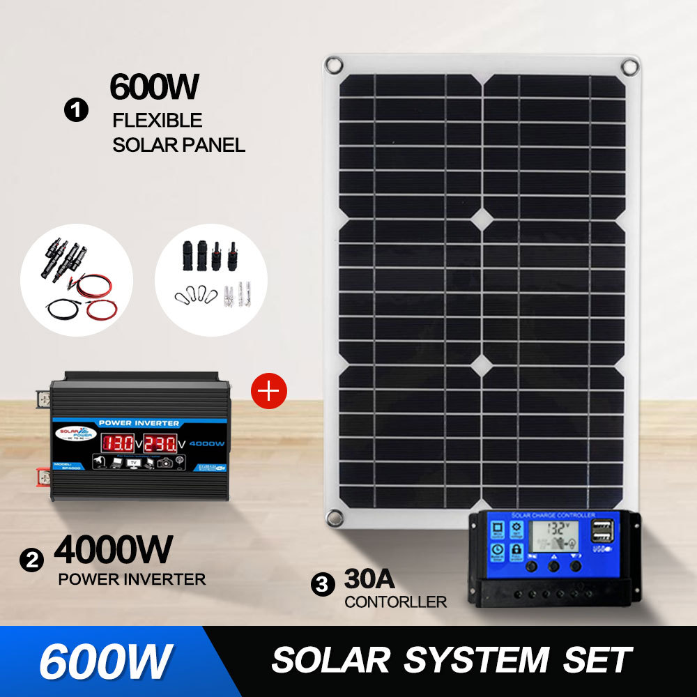 12V to 110V/220V Solar Panel System 12V Solar Panel Battery Charge Controller 4000W Solar Inverter
