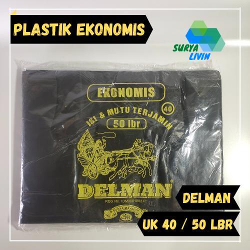 Stok Baru Kantong Plastik Kresek Delman Ekonomis Uk. 40 Hitam isi 50 lembar