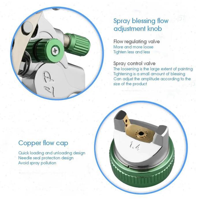 HVLP PROFESSIONAL SPRAY GUN NOZZLE AIRBRUSH 1.4/1.7/2.0MM - H-2008