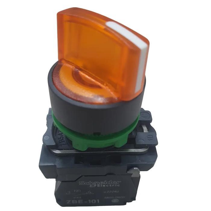 Schneider Selector Switch Xb5Ak125B5 2 Posisi 22Mm Led Terang Dengan Pegangan Oranye Universal 24V