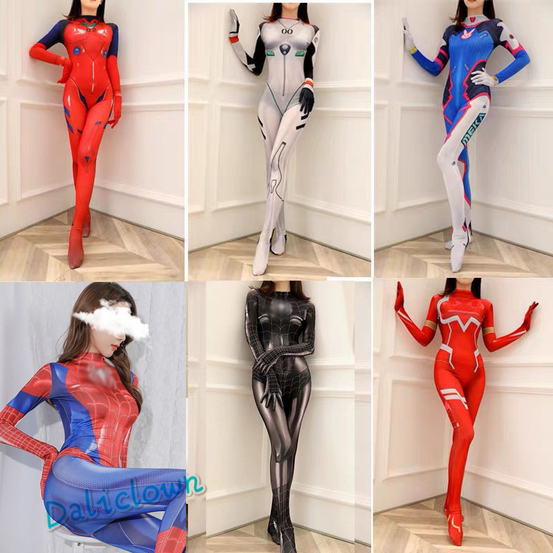 Zero Two Cosplay Woman Zentai Body Suit Spandex Bodysuit Asuka Langle Costume Halloween Carnival