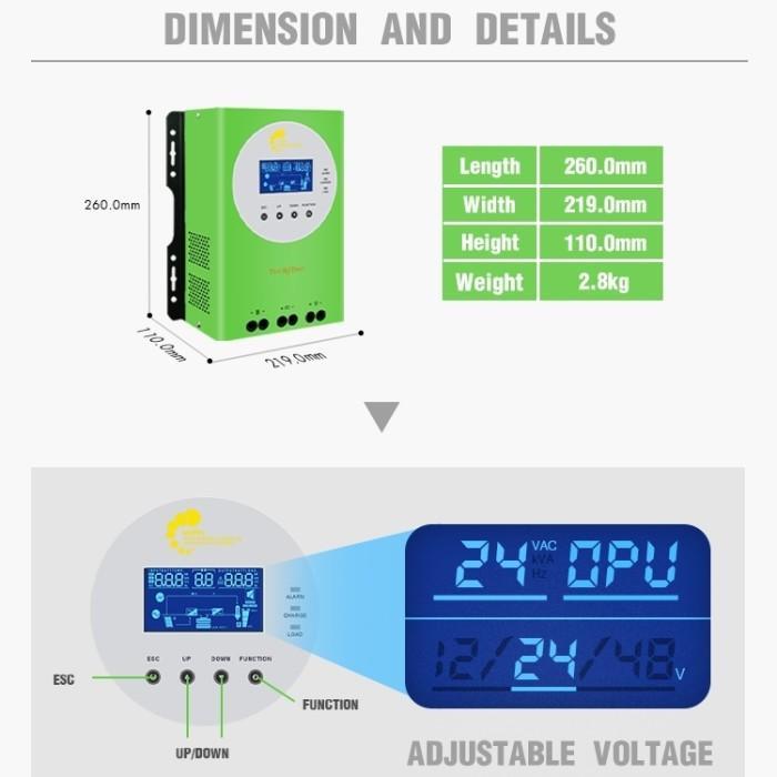 MPPT Techfine 60A solar charge controller SCC PV solar panel surya
