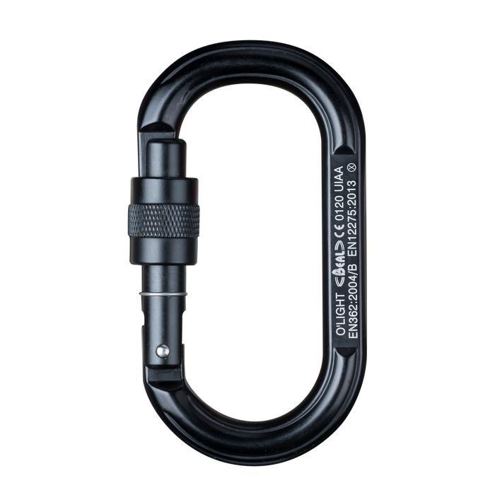 Karabiner Panjat Tebing - Beal O'light (Screw) Black / Oval Aluminium Carabiner