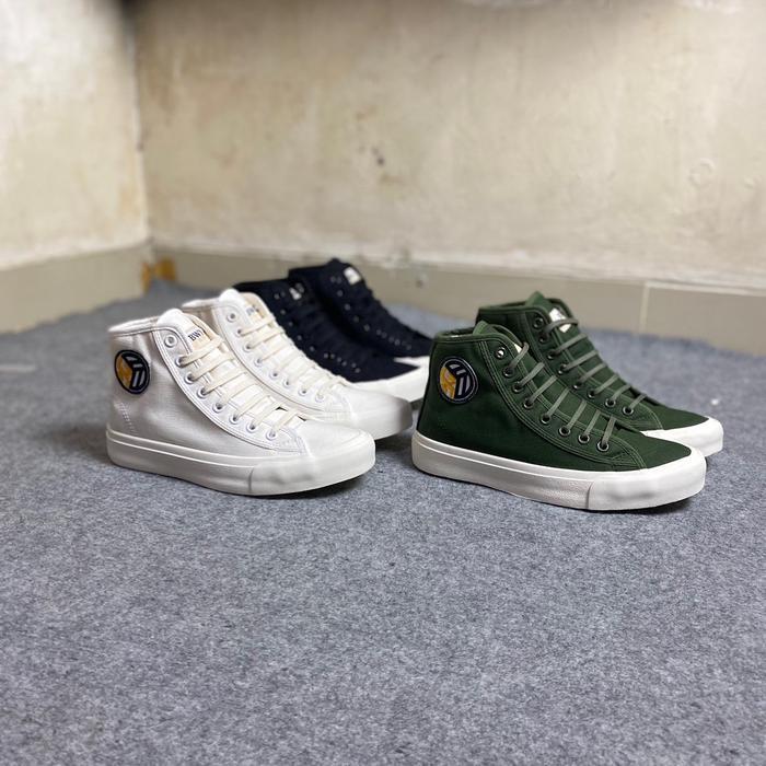 Aerostreet - Sepatu Sneakers Pria Wanita Snekers Casual Black Shoes Kasual Kerja Canvas Hitam Putih