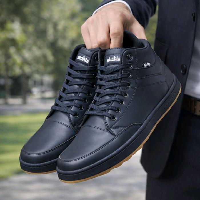 Aerostreet - Tx01 Sepatu Pria Boots Hitam Full Black Boot Casual Cowok Sol Karet Gum Antislip Untuk