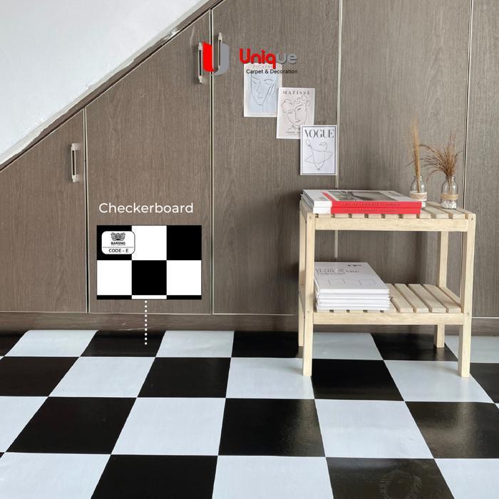 Karpet Vinyl Roll Motif Catur / Vinyl Tebal 0.5mm Hitam Putih Catur