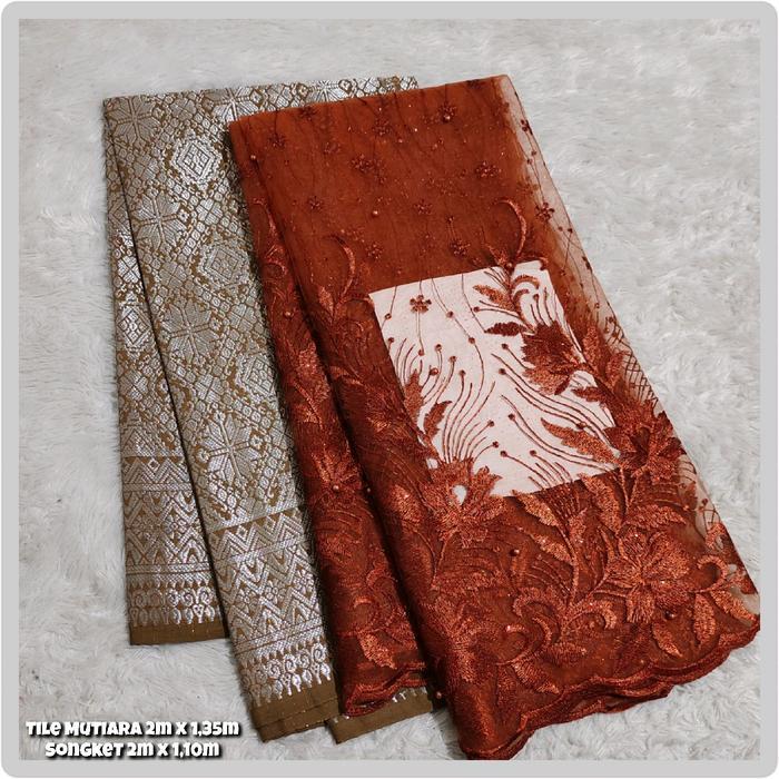 s7 Setelan Bahan Kebaya Tile Mutiara & Songket Semipalembang