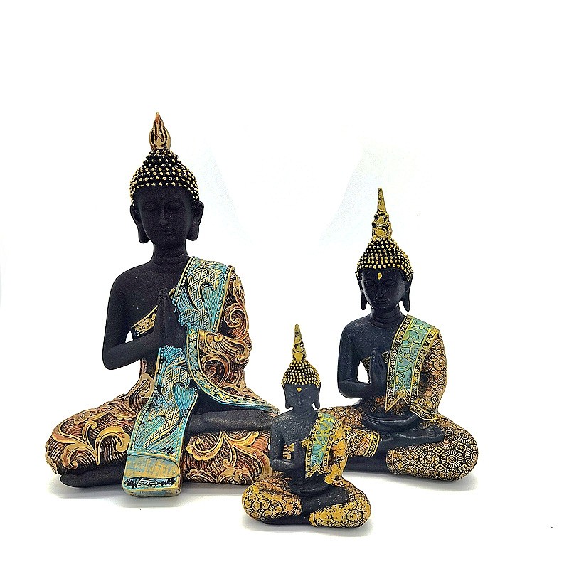 Dekorasi Rumah Patung Buddha Buatan Tangan Resin Hijau Patung Buddha Thailand Meditasi Patung Buddha