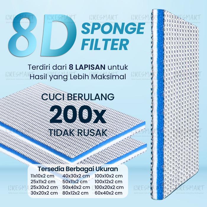 Sponge Busa Media Filter 8D Aquarium Kapas Magic Nano Honeycomb 8 Lapis Premium Spons Akuarium
