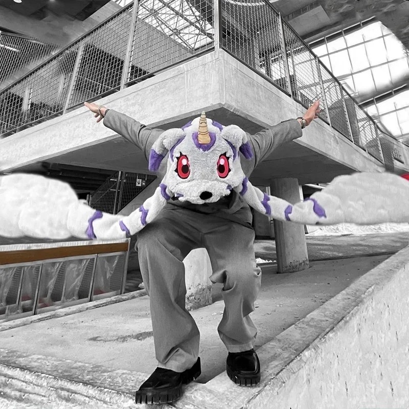 Digimon Adventure Gabumon men and women winter creative personality cartoon ears moving plush hat
