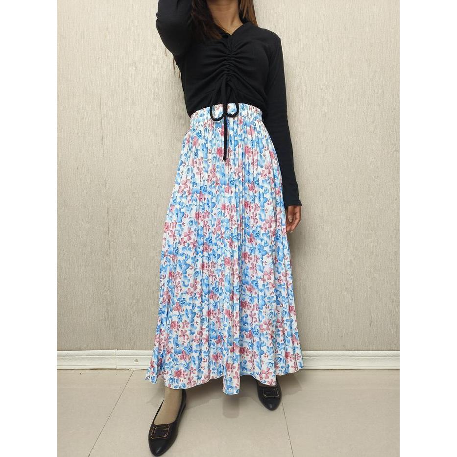 Stok Baru Rok Bawahan Wanita Muslim Plisket Motif Asoka
