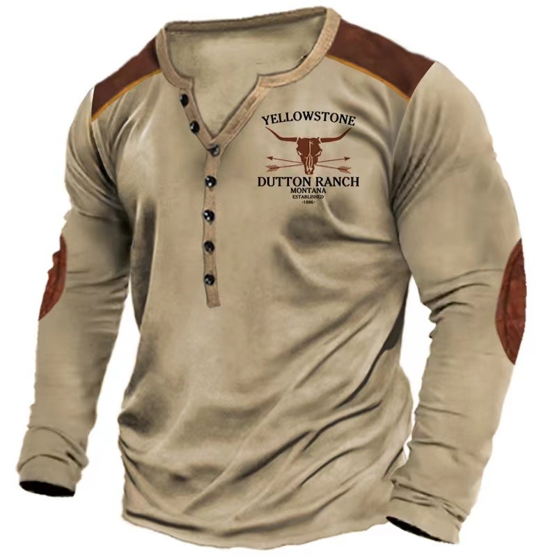 Vintage Men'S T Shirt Yellowstone National Park Long Sleeve Tee Usa Route 66 Graphic T-Shirts
