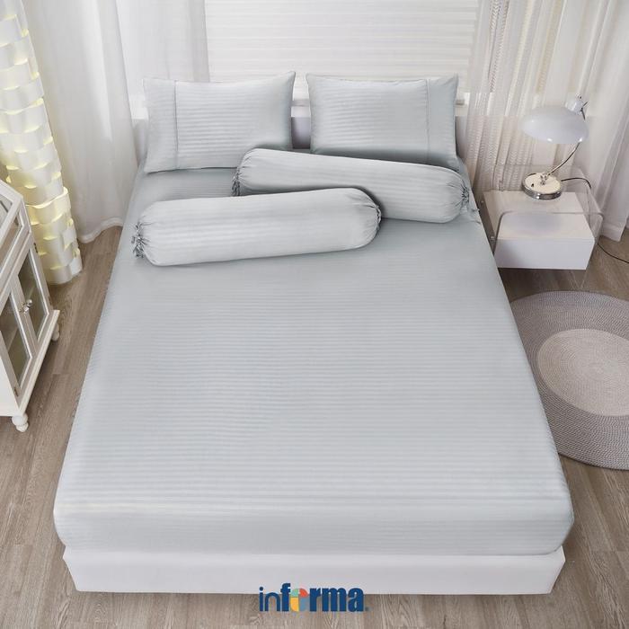 Terbaru Informa 180X200 Cm Set 5 Pcs Seprai King Microfiber - Abu-Abu Muda Sprei Seperai Sarung