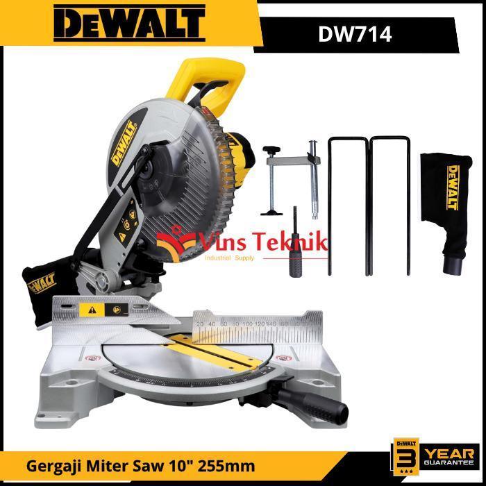 DEWALT DW 714 Mesin Potong Gergaji Kayu DW714 Alumunium Mitre Miter Saw 10" 255mm