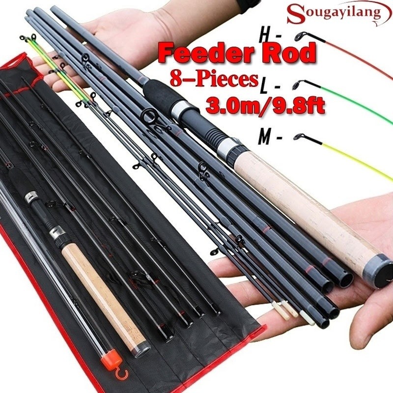 Sougayilang 6 Section 3m Feeder Rod L M H Power Fishing Rod Ultralight Weight Carbon Spinning Travel