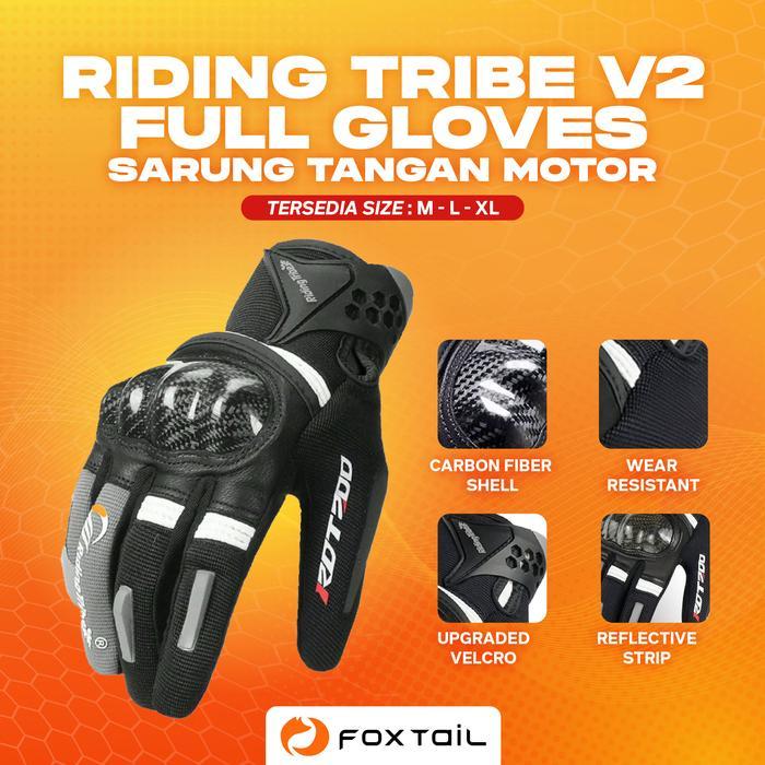 ASLI tail Riding Tribe V2 Full Gloves Carbon Fiber Shell Sarung Tangan Motor Glove RidingTribe