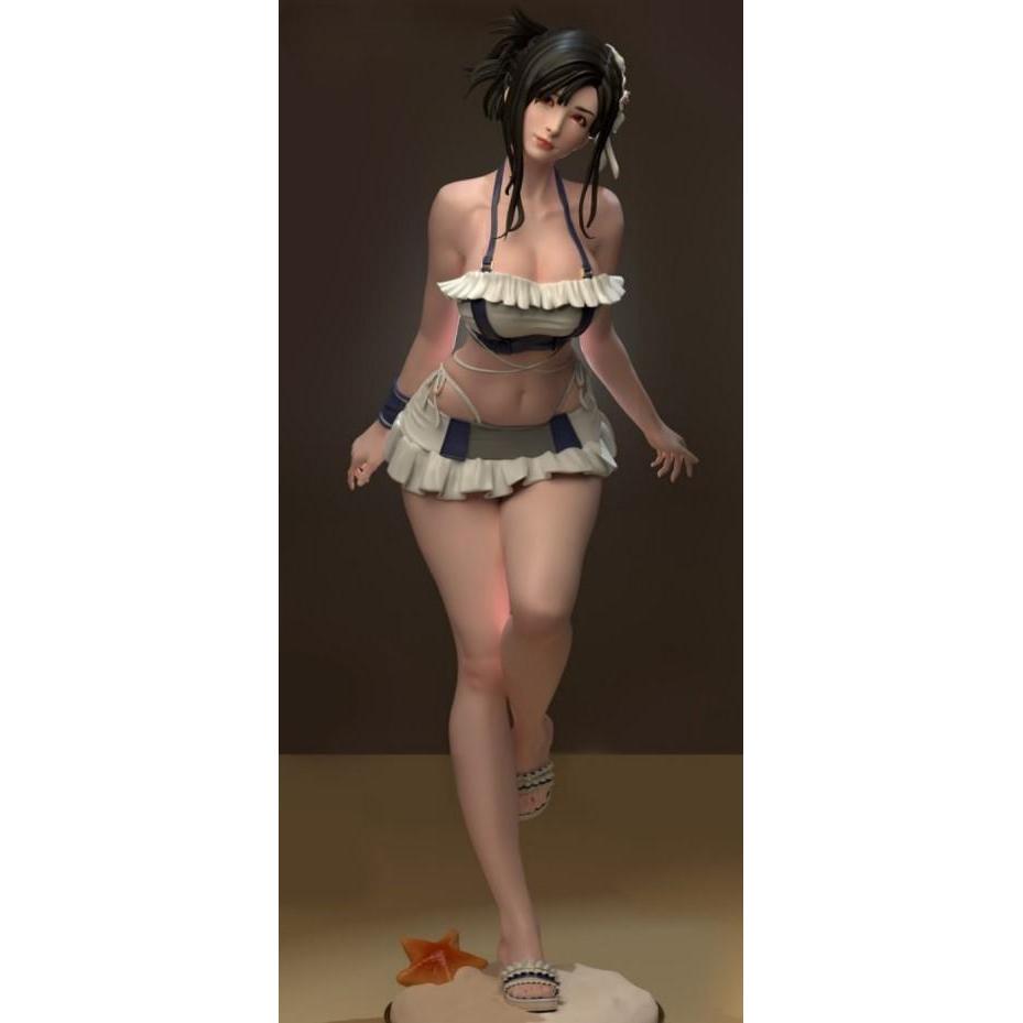 Miniature Figure TIFA FFVII FINAL FANTASY 7 SEXY Costa del Sol Costume 1/64 HO diorama for diecast