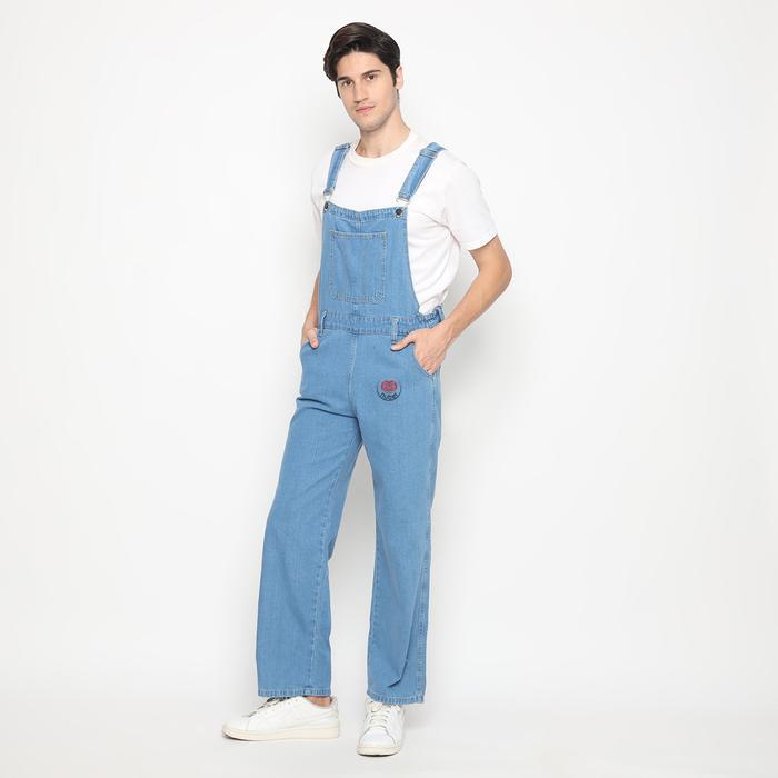 Straight Reguler Fit Jumpsuit Overall Wearpack Celana Panjang Pria Jeans Adjustable