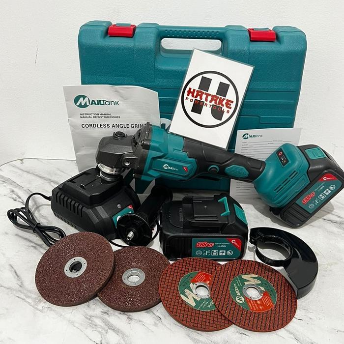 MAILTANK Paket SH221 Gerinda 2 Baterai Brushles188VF + Adaptor chainsaw SH123A gergaji potong kayu