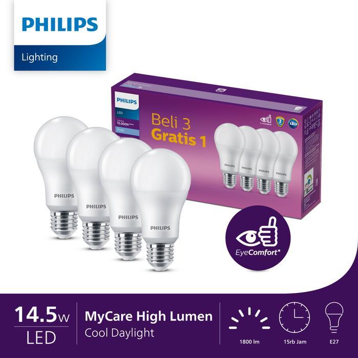 [] Philips Multipack LEDBulb 14.5W E27 6500K 230V Putih A60