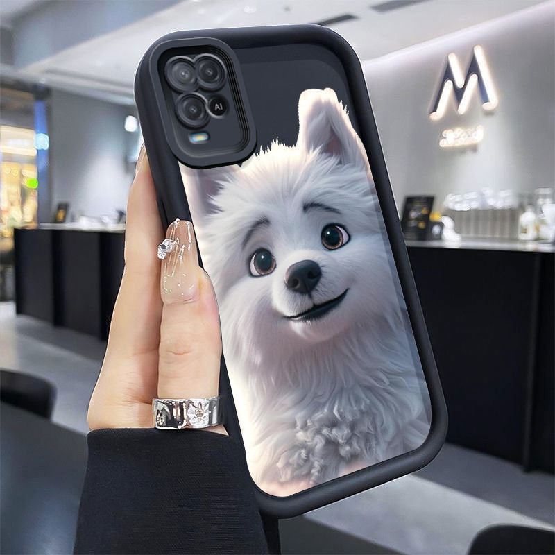 Casing Hp untuk OPPO A54 Case Anjing kecil putih Kasing silikon Cesing model tipis Kesing Softcase