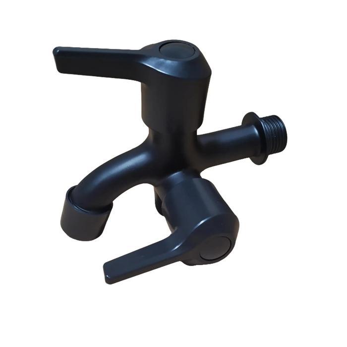 KRAN CABANG HITAM 2 KRAN SHOWER DOUBLE 1/2" KRAN WARNA HITAM
