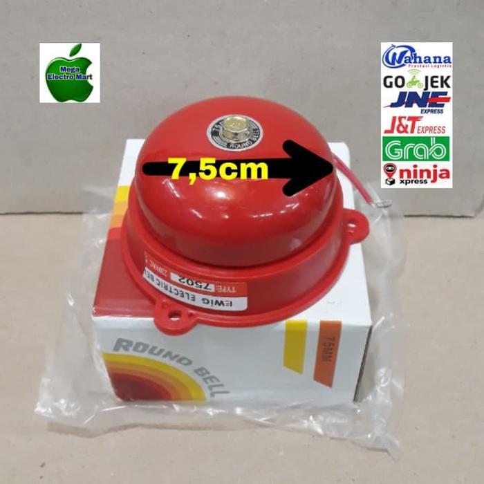round bell listrik besar 7.5cm bel sekolah bel kring