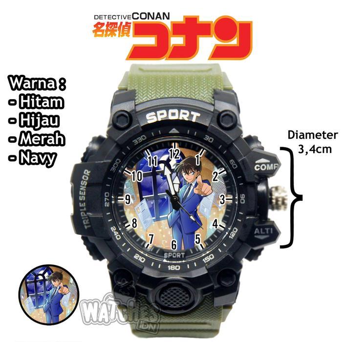 Jam Tangan Anak Laki-Laki Sport Anti Air Karakter Detective Conan Keren Terbaru