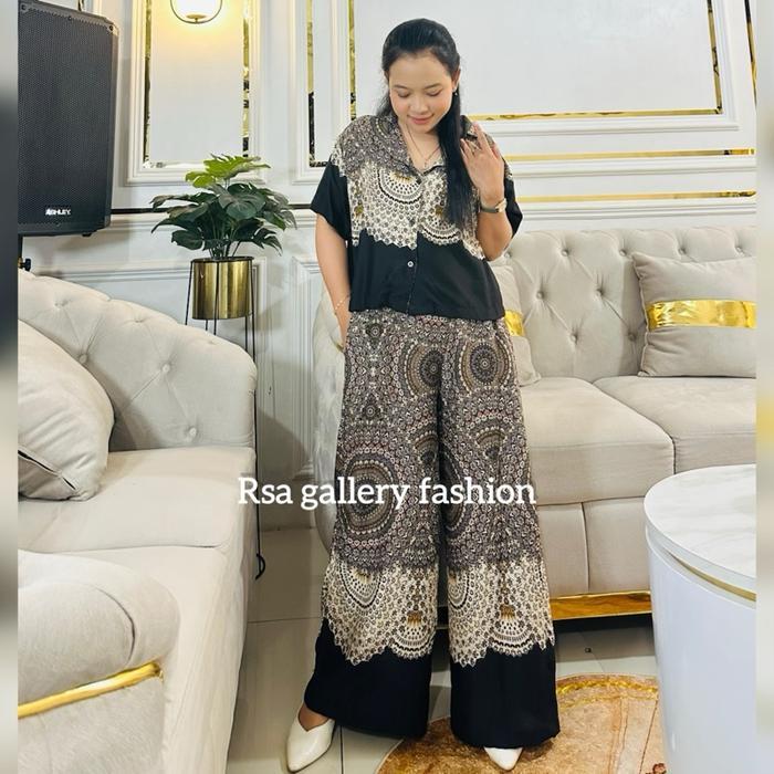 ONE SET CROP TOP SETELAN CEULNA KULOT RAYON VISCOSE