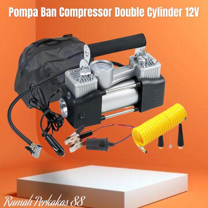 Compressor 2 Cylinder Pompa Angin Ban Elektrik Mobil Motor Bus