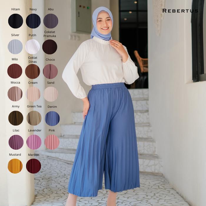 Celana Kulot Plisket Wanita Rebertus Tabita Pasti Ori