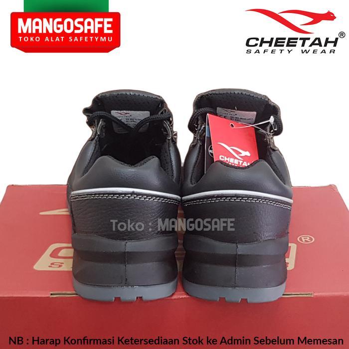 Sepatu Safety Pendek Hitam Cheetah 7012H / Safety Shoes Bertali 7012 H Lace Up Low Cut Tapak Double